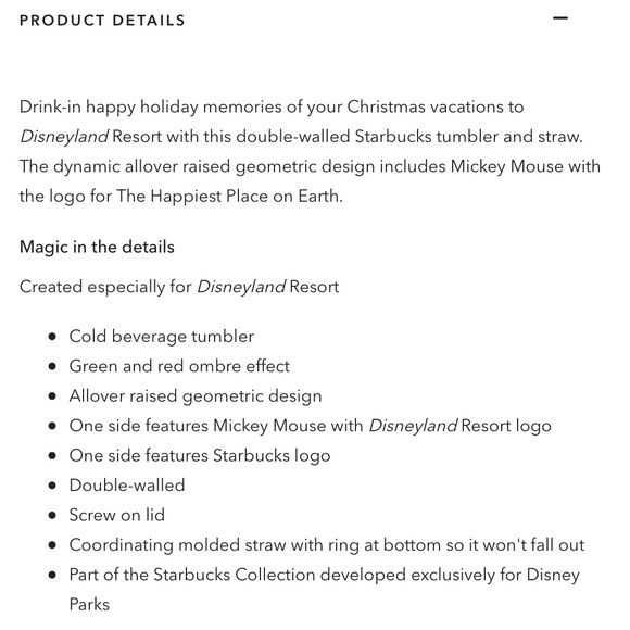 Mickey Mouse Starbucks Christmas Tumbler With Straw NWT - Picture 3 of 9